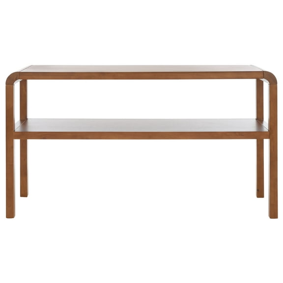 SAFAVIEH Omara Modern Style 2 Tier Console Table, Walnut (53.4 in. W x 16.9 in. D x 30.2 in. H)