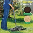 thumbnail image 3 of Rake, Lawn Leveling Rake with Round Edge, 5 FT Lawn Leveler with 17 x 10 Small Rakes Head for Smooth Garss Soil Dirt Sand, High Effect Long Handle Ground Leveling Tool fo, 3 of 7
