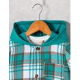 thumbnail image 3 of Conjunto de ropa Fdqin Camisa de manga corta a cuadros con capucha y pantalones cortos para niños, 3 of 6