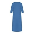 thumbnail image 5 of Summer Dress Saving! Women's Casual Plus Size Round Neck Loose Short Sleeve Solid Mid-Calf Dress Long Dress Blue 4XL, 5 of 5