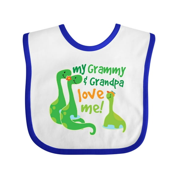 Inktastic My Grammy and Grandpa Love Me Grandson Dinosaur Boys Baby Bib