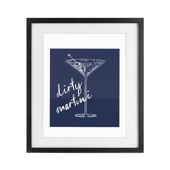 Stupell Industries Farmhouse Dirty Martini on Blue Black Framed Print Under Glass, 13 x 16, by Lettered and Lined