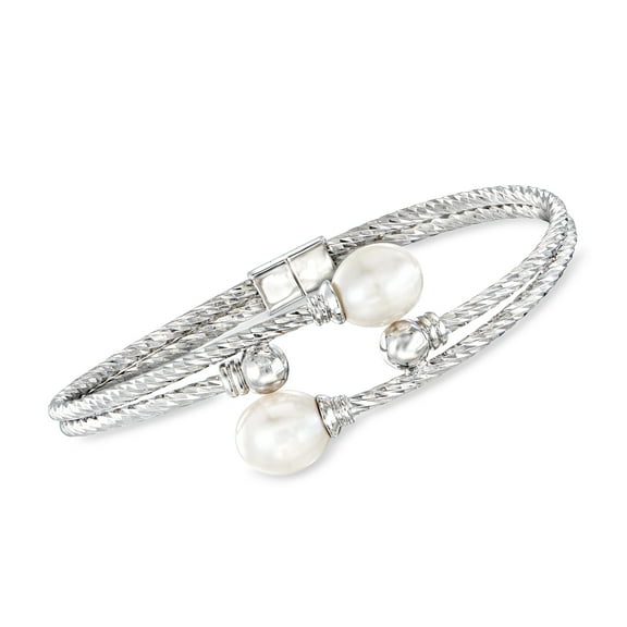 Ross-Simons 7-8mm Cultured Pearl Cuff Bracelet in Sterling Silver, Women's, Adult