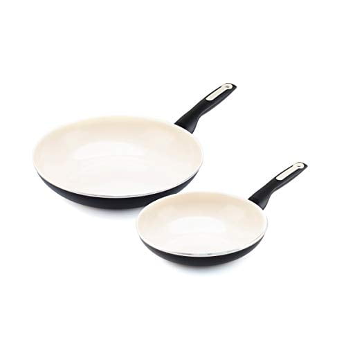 GreenPan Rio Healthy Ceramic Nonstick, Frypan Set, 8" and 10", Black
