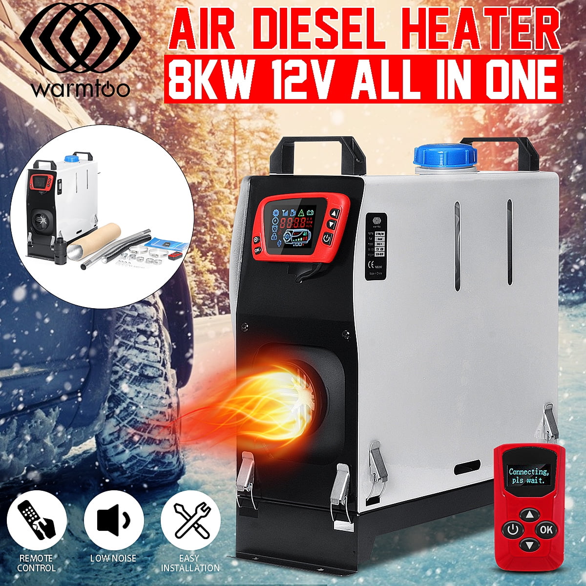 8KW 12V WARMTOO LCD Diesel Air Heater ALL-IN-ONE Remote Control For Trucks Boats