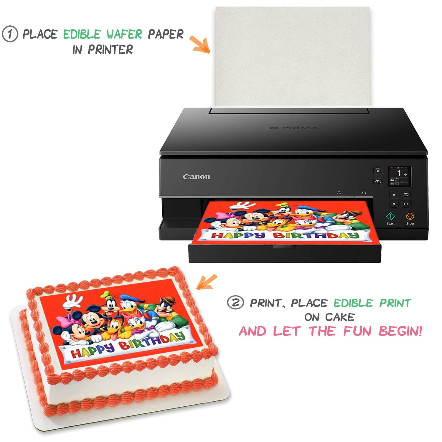 Herofiber Edible Cake Printers Series. Canon New Model Wireless Edible Printer Bakery Bundle 100 Edible Wafer Paper Sheets Includes Complete Set of Edible Ink 