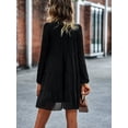 thumbnail image 3 of Inadays 2023 Women's Spring Summer Long Sleeve Dress Ruffle Mock Neck Tiered Mini Babydoll Dress Casual Swing Tunic Shift Dresses, Black, L, 3 of 8