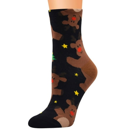 

KEVCHE Christmas Women s Coral Fleece Socks Print Thicker Anti-slip Floor Carpet Socks Black