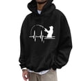 thumbnail image 3 of Valora Men Winter Outfit Men's Fashion Casual Part Print Hooded Pullover Long Sleeve Drawstring Hooded Sweater Tops for Everyday Style Black 3XL, 3 of 4