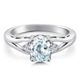 thumbnail image 3 of Gem Stone King 925 Sterling Silver Sky Blue Aquamarine and White Lab Grown Diamond 3 Stone Engagement Ring for Women | 1.28 Cttw | Oval 8X6MM | Round 2MM | Gemstone March Birthstone | Size 7, 3 of 6
