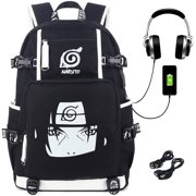 Roffatide Anime Naruto Uchiha Itachi Luminous Printed Backpack with USB Charging Port & Headphone Port