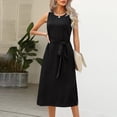 thumbnail image 3 of EQWLJWE Robes d'Été pour Femmes 2023 Liquidation Robes pour Femmes Robe d'Été Décontractée à Manches Courtes avec Col à Revers et Boutons Imprimés avec Laçage, 3 of 5