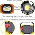 thumbnail image 5 of LINLIN Rechargeable Floodlight, 2 Pack 30W LED Rechargeable Work Light Outdoor Floodlight Camping Lights with USB Waterproof for Outdoor Camping Travel Fishing Safety Lights, 5 of 9