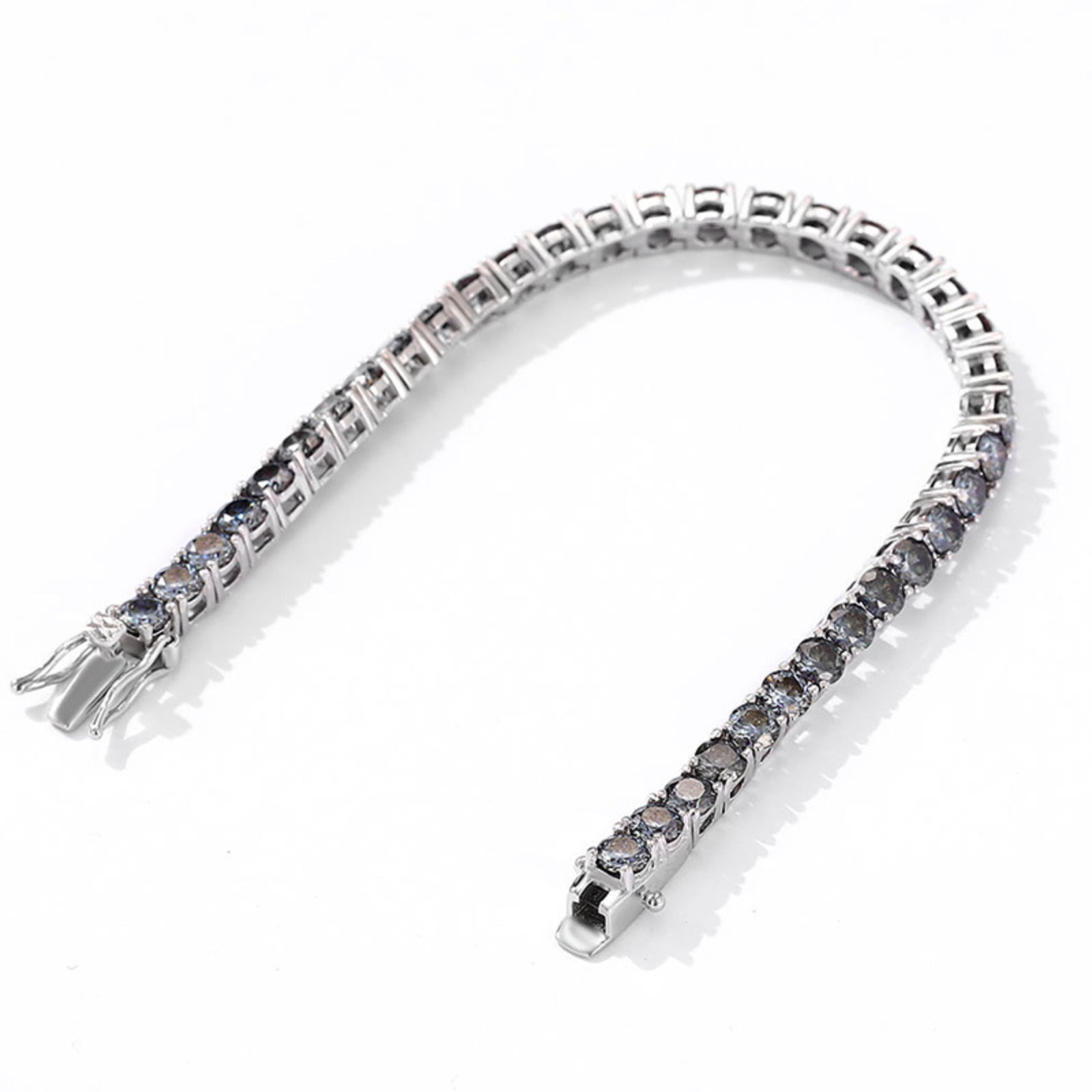 4MM Grey Moissanite Tennis Bracelets for Women Unisex 925 Silver Plated 18K White Gold Tennis Bracelet Men D Color VVS1 Moissanite Diamond Bracelet Jewelry 16-23CM