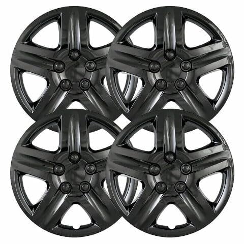 Fuel Rider Set of 4 Semi-Universal 17 inch Gloss Black Snap-On Hubcaps with 5 Spokes