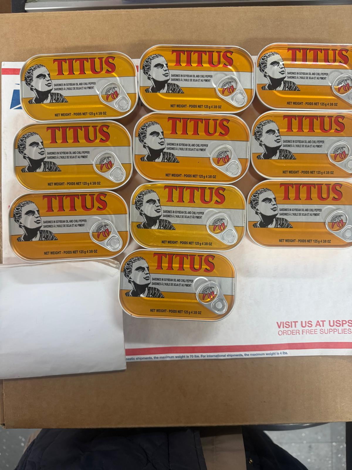 Univer TITUS Meaty Sardines Enveloped in Soybean Oil, Source of Omega-3 Fatty Acids, Pack of 10