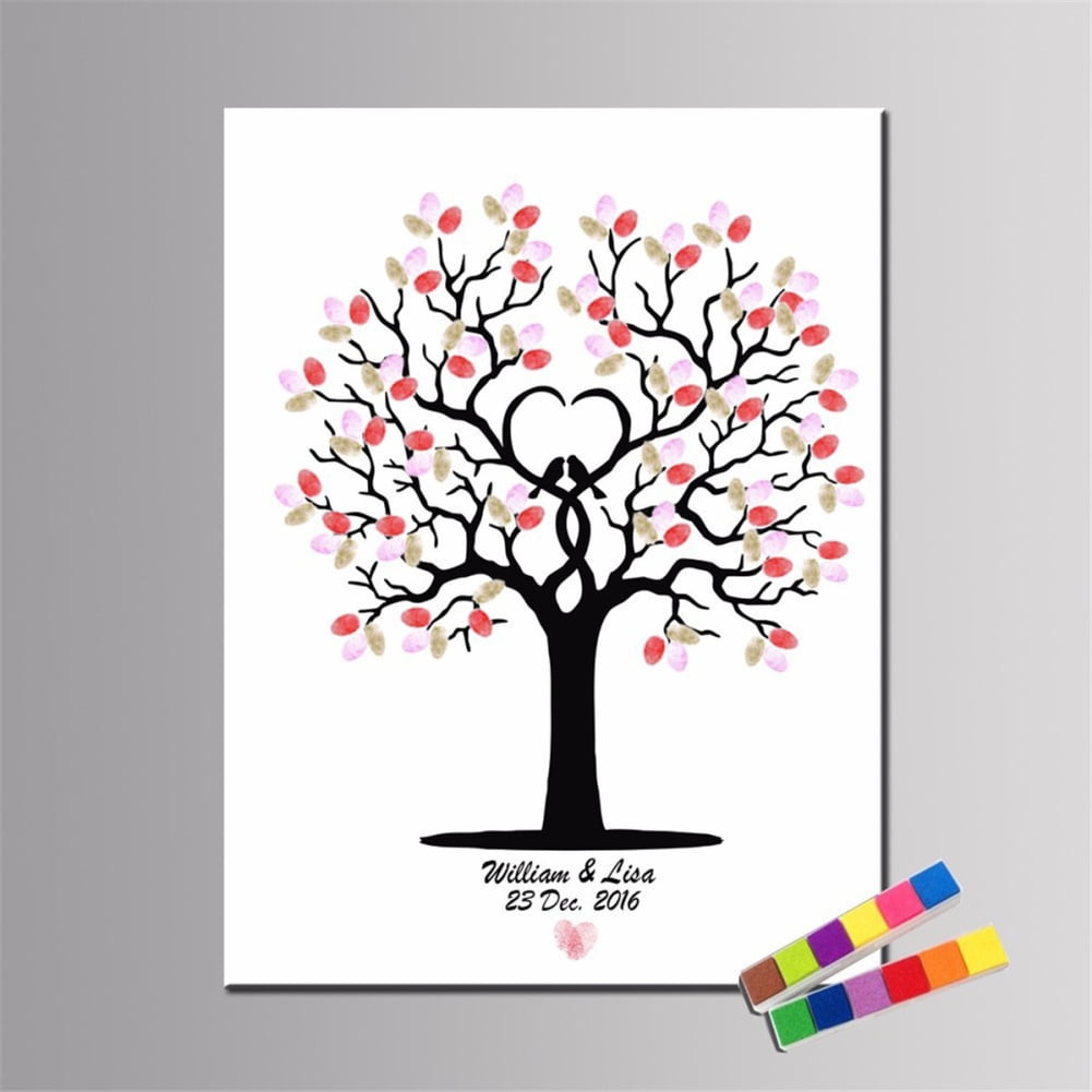 Details about   Fingerprint Tree Print Thumbprint Guestbook Painting Wedding Party Gift