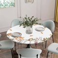 thumbnail image 5 of White Pumpkin Fall Round Tablecloth for 36-44 Inch Tables,Fitted Table Cover with Elastic Edge,Thanksgiving Eucalyptus Leaves Autumn Waterproof Outdoor Table Cloth Protector for Patio Garden Dinner, 5 of 9