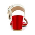 thumbnail image 2 of BLISSFUL STEP Valentine's Slingback Sandals Contrast Color Chunky Heel Big Circle Buckle Sandals Red White 9, 2 of 7