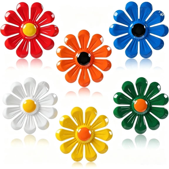 6pcs Metal Wall Flowers Outdoor Wall Decor Colorful Sunflower Art Indoor Hanging Decoration Daisy Ornament for Home Office Garden Yard Patio