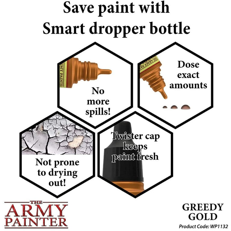  The Army Painter Greedy Gold Warpaint - Metallic Non-Toxic  Heavily Pigmented Water Based Paint for Tabletop Roleplaying, Boardgames,  and Wargames Miniature Model Painting : Arts, Crafts & Sewing