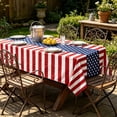 thumbnail image 5 of Cififendec Independence Day Tablecloth, 78.74"×55.12", Red White Blue Stripe & Star Block Print Cover for America 250th Anniversary, 4th of July and BBQ Parties, 5 of 5