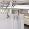thumbnail image 4 of Shower Curtain Hooks Rust Resistant Shower Curtain Rings Metal Double Glide Rollers Shower Hooks For Bathroom Shower Curtain Rods Curtains, Set Of 12, Nickel, 4 of 7