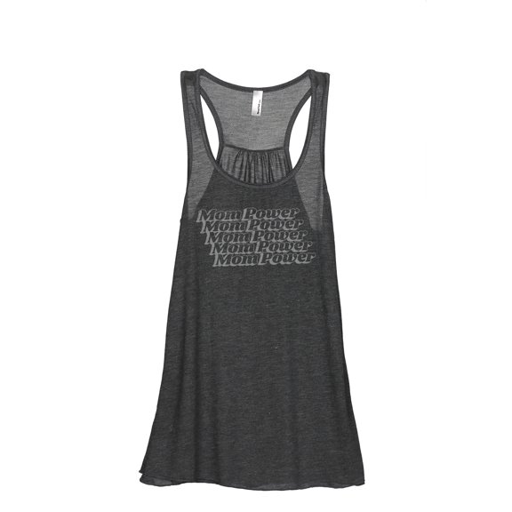 Mom Power Women's Fashion Sleeveless Flowy Racerback Workout Yoga Tank Top Charcoal Grey Small