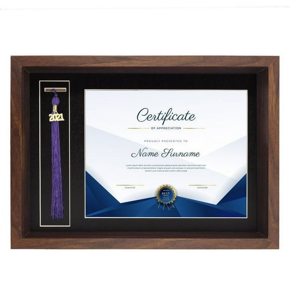 MedalAwardsRack Shadow Box Display- Diploma and Tassel Display Frame, 8.5"x11" Diploma, 2"x9.75" Tassel