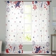 thumbnail image 2 of Red Blue Star 4th of July Sheer Curtains 96 Inches Long 2 Panels Set, Window Sheer Curtains for Living Room/Bedroom, Independence Day Fireworks Light Filtering Rod Pocket Curtain 52'' x 96'' x 2, 2 of 7