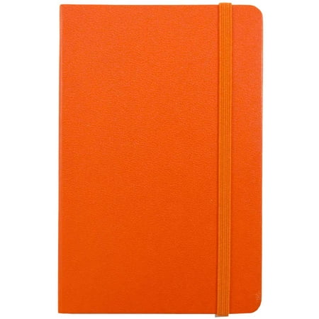 JAM Paper Hardcover Notebook with Elastic Band, Travel Size, 4 x 6 Journal, Sunburst Orange, 70 Lined Sheets, Sold