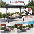 thumbnail image 4 of Pirecart 3-Seat Outdoor Porch Swing Chair with Canopy, Removable Cushions, Patio Hammock Lounge Chair for Garden, Poolside, Balcony, Gray, 4 of 8