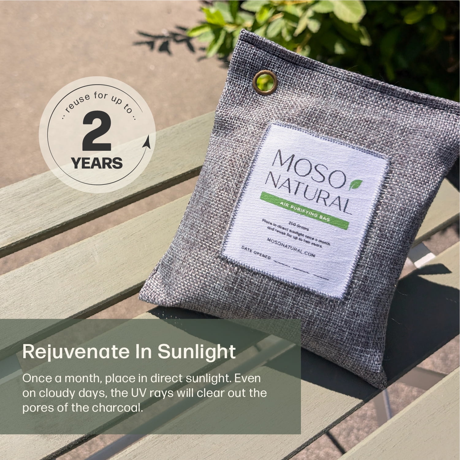 Moso Natural Air Purifying Bag, 200g Charcoal Odor Absorber, Closet & Car Odor Eliminator
