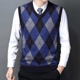 thumbnail image 6 of FINALGANG Men's Knitted Sweater Vest Diamond Pattern Relaxed Fit Pullover Sleeveless V Neck Jumper For Casual Daily Wear Cozy Knitwear, 6 of 6