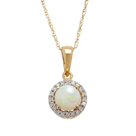 1/3 ct Opal Pendant Necklace with Diamonds in 10kt Gold