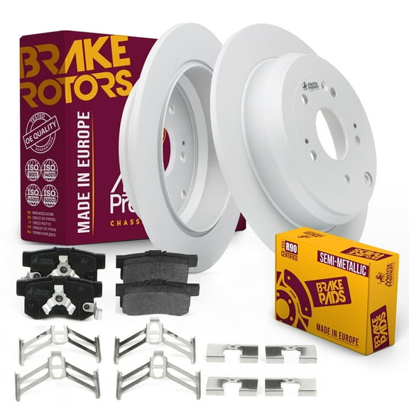 Metrix Premium Chassis Parts - Rear Semi-Metallic Disc Brake Pad Set & Solid Brake Rotor Kit Fits 2014-2016 Honda CR-V, 2013-2018 Acura RDX, Made in Europe