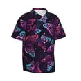 thumbnail image 2 of Easygdp Purple Butterfly Men'S Summer Casual Short Sleeve,Short Sleeve Button-Down Shirt, Lapel Loose Breathable Hawaiian Short Sleeve - X-Large, 2 of 9