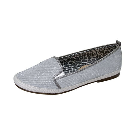 

FUZZY Lacy Women Extra Wide Width Casual Metallic Flat SILVER 8.5