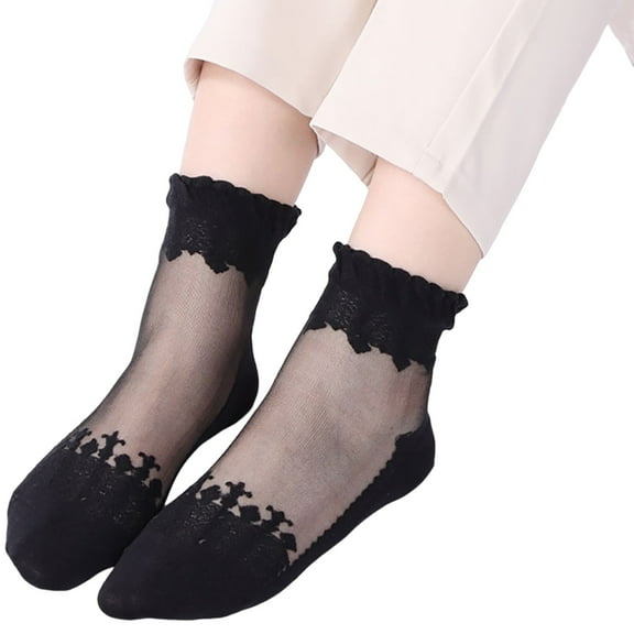 UJNDER Women's Lace Socks Low Cut Dress Ankle Boat Socks for Women Fashion Wear Black