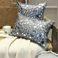 thumbnail image 4 of The HomeCentric Designer Grey Pack of 2, 12"x14" (30x35 cm) Lumbar Pillow Cover, Silk Mirror Embroidery Oblong Pillow, Geometric Pattern Modern Style - Anayna Grey, 4 of 10