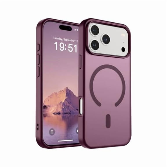 ZHU997 Magnetic for iPhone 17 Pro Max Case (Compatible with MagSafe)(Military Grade Drop Protection) Translucent Matte Shockproof with Anti-Fingerprint Phone Cover 2025,Wine Red