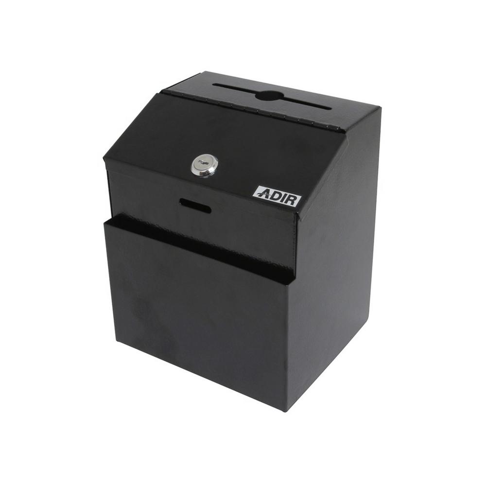 AdirOffice Black Steel Wall Mount Drop Box Donation Suggestion Box