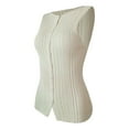 thumbnail image 2 of Women Button Down Vest Ribbed Sleeveless Cardigan Tank Top Y2k Crewneck Slim Fit Knit Vest Tops Going Out Crop Top M, 2 of 7