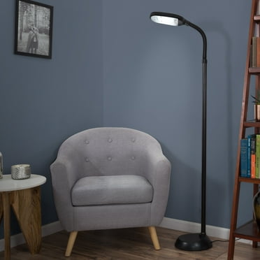 Lavish Home Natural Sunlight Floor Lamp with Bendable Neck, Brown Woodgrain