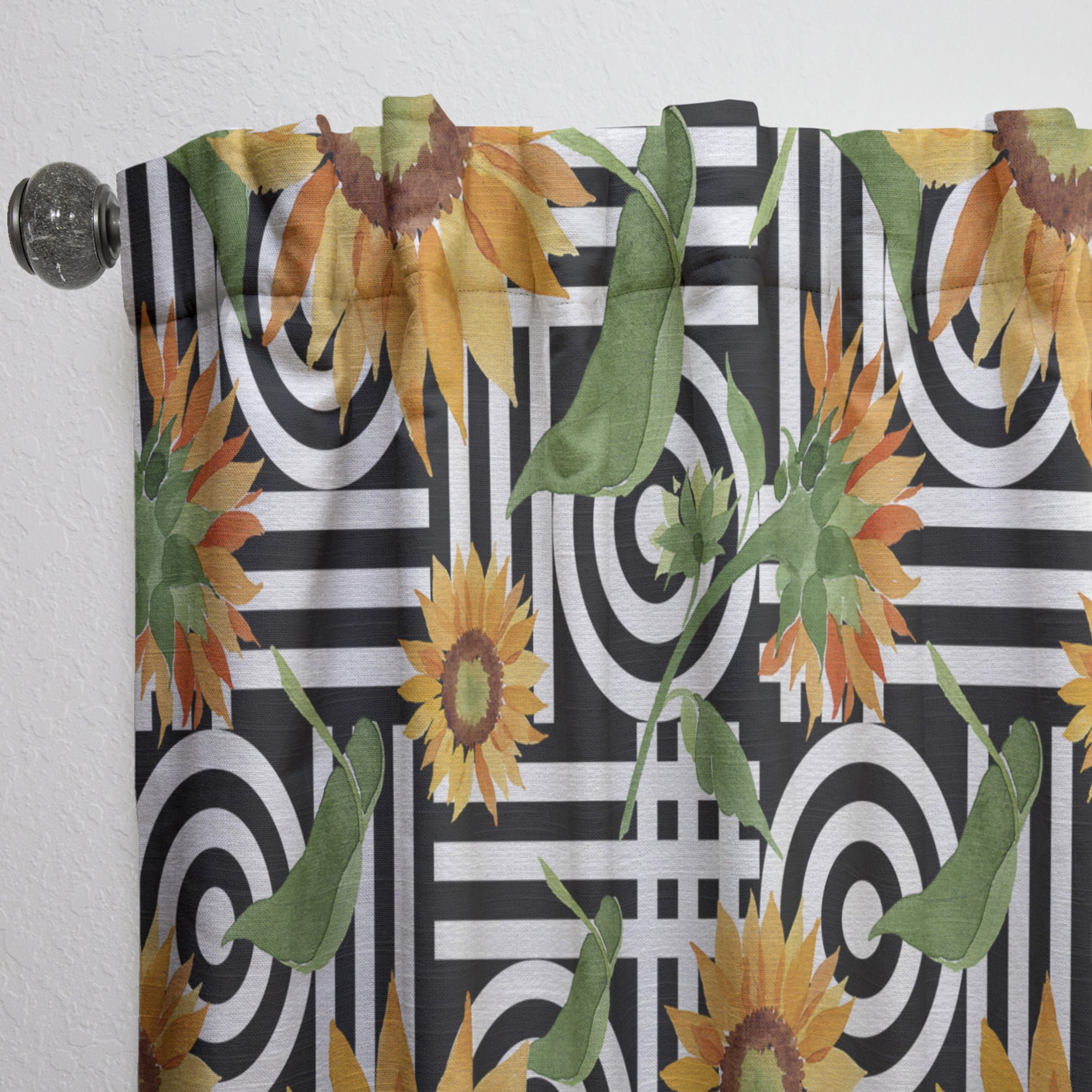 Designart 'Floral Botanical Retro XIV' Mid-Century Modern Curtain Panel