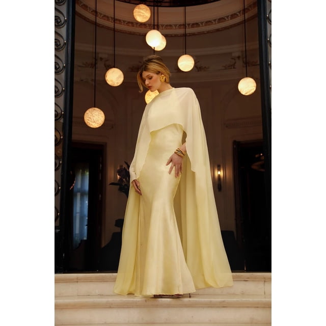 Mialoley Cape Longue Transparente pour Femmes, Mode, Col Ras du Cou, Couleur Unie/imprimé à Pois, Poncho Châle de Couverture
