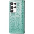 thumbnail image 3 of Wallet Phone Case for Samsung Galaxy S23 Ultra,Cute Cartoon Cat Dog Pattern PU Leather Case with Magnetic Clasp and Cash Card Slots Holder Holster for Galaxy S23 Ultra,CD Green, 3 of 16