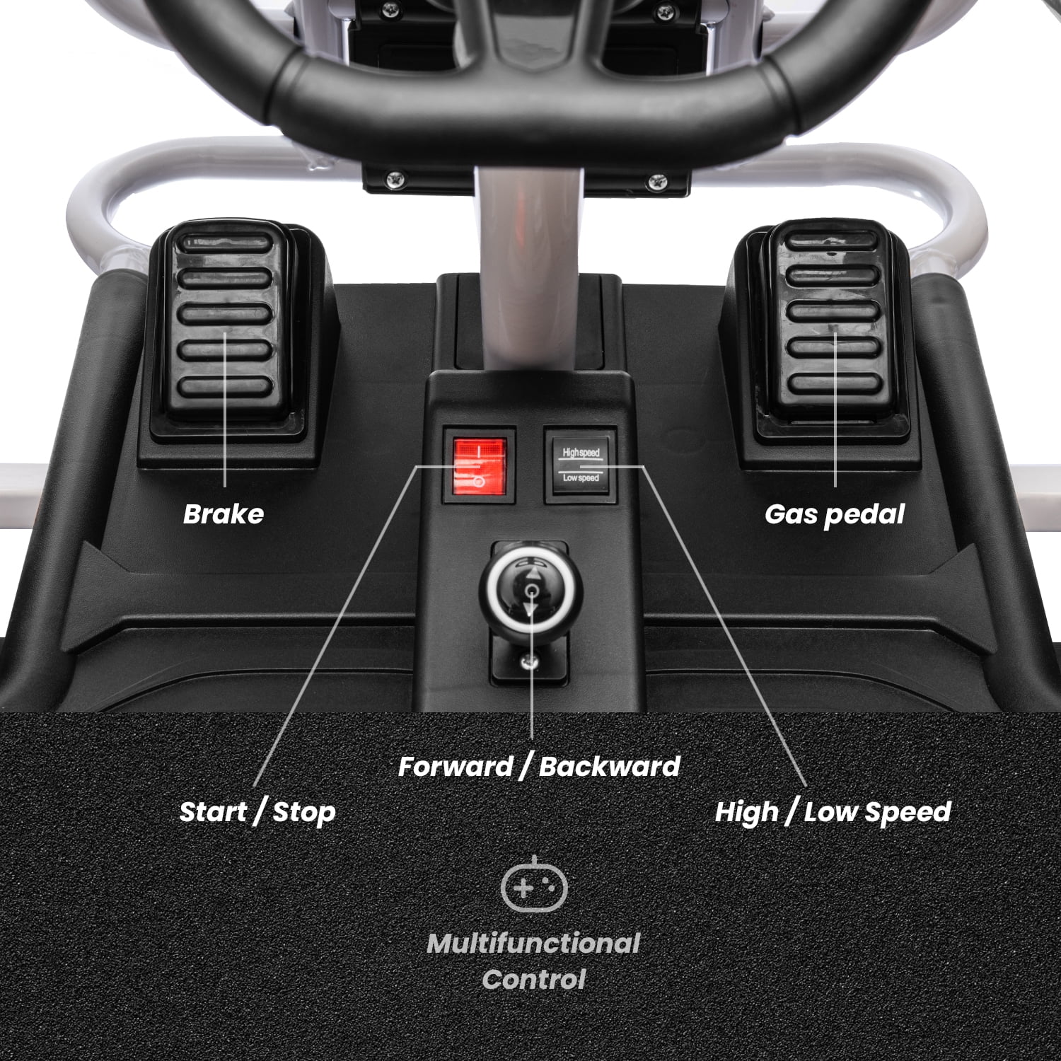 Track 7 24V Electric Go Kart, Racing Go Kart, Independent Electronic Brake Foot Pedal, Durable Full Steel Frame, 4 Mph Max Speed Electric Go Kart, 24V Outdoor Ride On Car for Kids Age 6+, Black