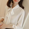thumbnail image 3 of Haut Blouse Chemise à Manches Longues Décontracté pour Femmes à Col Noué Papillon P-4TG, 3 of 5