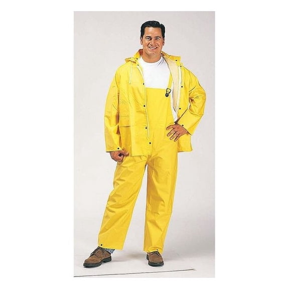 Three-Piece Rainsuit, Polyester, PVC, 0.35 mm Thick, Detachable, Yellow, 4XL